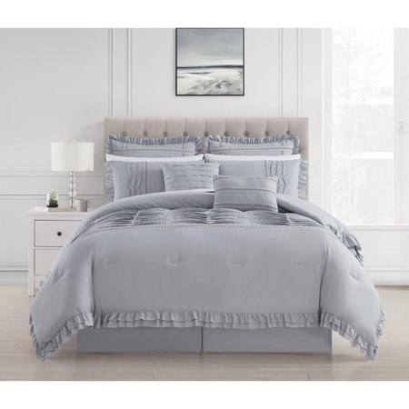 FIXTURESFIRST 8 Piece Yvana Comforter Set, Gray - King Size FI1702436